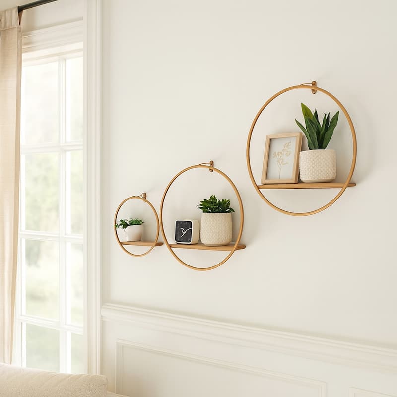 Metal Modern Circular Wall Shelves - Set of 3