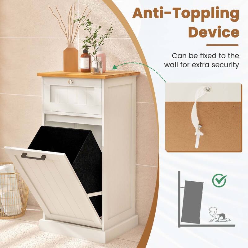 Costway Laundry Cabinet Freestanding Tilt Out Laundry Hamper with - See Details