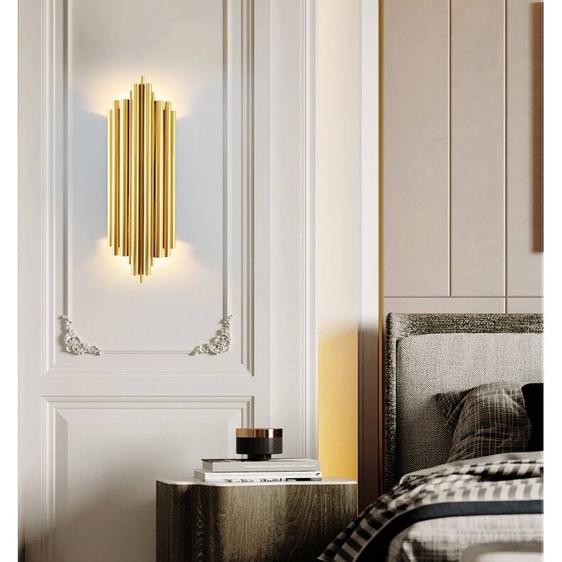 2 Light Gold Stainless Steel Wall Sconce