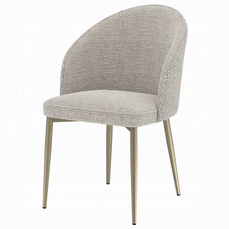 Geru Dining Side Chair Set of 2, Plush Padded Curved Back, Light Gray