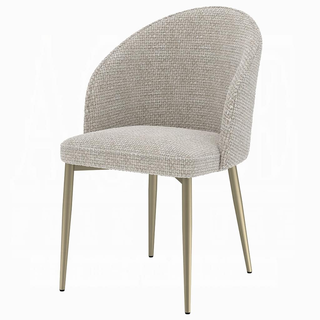 Geru Dining Side Chair Set of 2, Plush Padded Curved Back, Light Gray