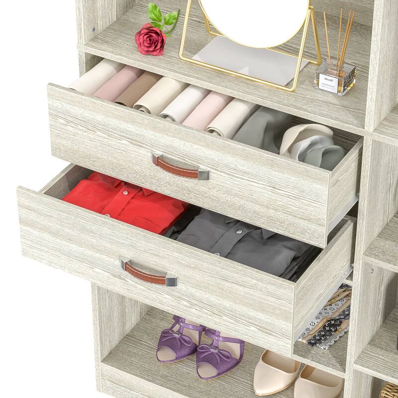 79''W Set of 2 Freestanding Closet System with Drawers, Reversible Wardrobe for Walk-in/ Reach-in Closet