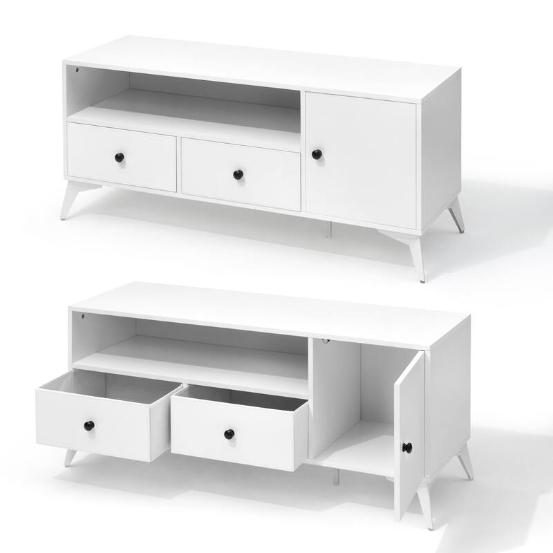 TV Stand Media Console Entertainment Center with 2 Drawers, Cabinet, Color-changing LED Light - 20.47" H x 47.24" W x 15.75" D
