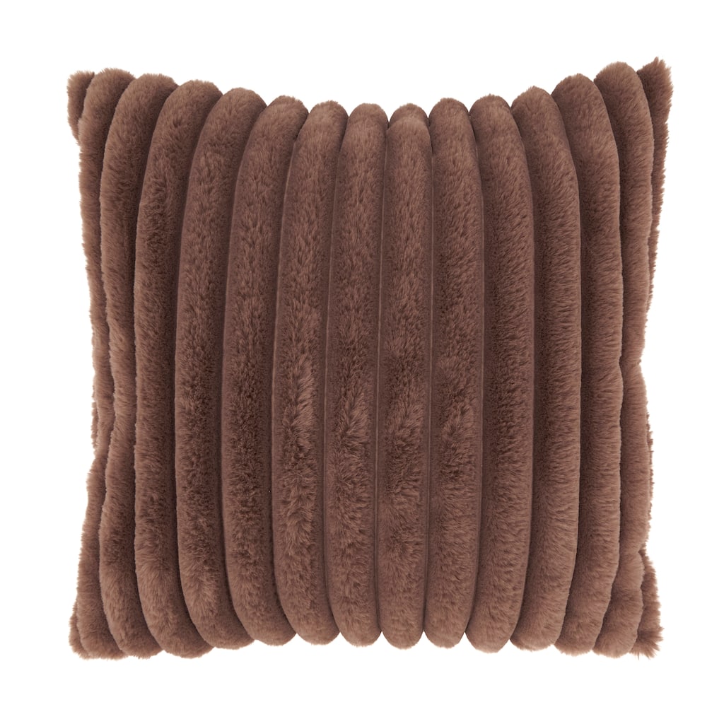 Soft Haven Faux Rabbit Fur Poly Filled Throw Pillow