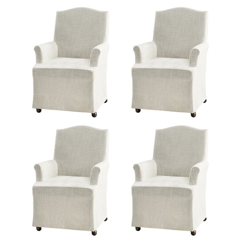 Alethea Upholstered Slipcover Arm Dining Chair with Soild Wood Legs Set of 4 by HULALA HOME