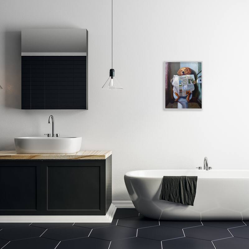 Stupell Dog Reading the Newspaper On Toilet Framed Art, Design By Artist Lucia Heffernan - Multi-color