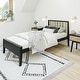 preview thumbnail 4 of 24, Max and Lily Scandinavian Twin-Size Bed with Slatted Headboard Black/Blonde