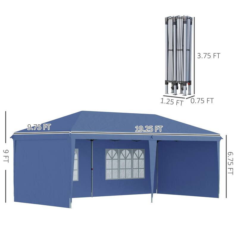 10x20 Foot Pop Up Canopy Tent with Sidewalls, Heavy Duty Portable Gazebo for Outdoor Events, Blue