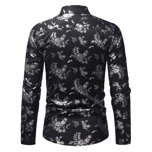 black and white floral dress shirt mens