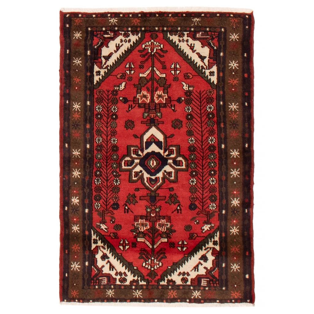 ECARPETGALLERY Hand-knotted Andelz Red Wool Rug - 3'2 x 4'8