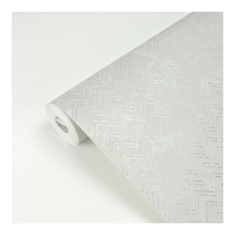 Brewster Luna Platinum Distressed Chevron Wallpaper - 27.5 x 396 x 0.025