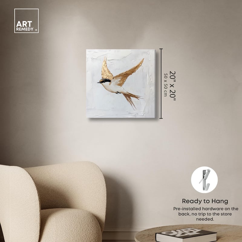 Simple Golden Swallow Canvas by Art Remedy, Gallery Wrapped
