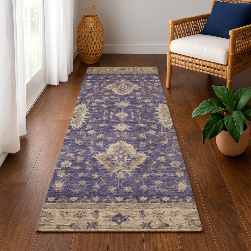Premium Washable Super Soft Traditional Mayfield Rug - Purple - 2'3" x 7'6"