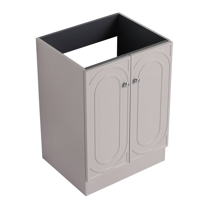 Modern 24 Inch Freestanding Bathroom Vanity Base without Sink, Storage Cabinet with Soft-Close Doors and Adjustable Shelves - khaki