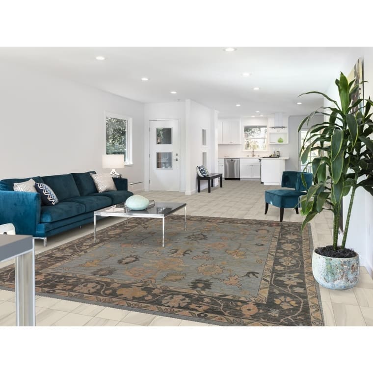 Vegetable Dye Oushak Area Rug Hand-Knotted Turkish Wool Carpet - 8'0"x 9'11"