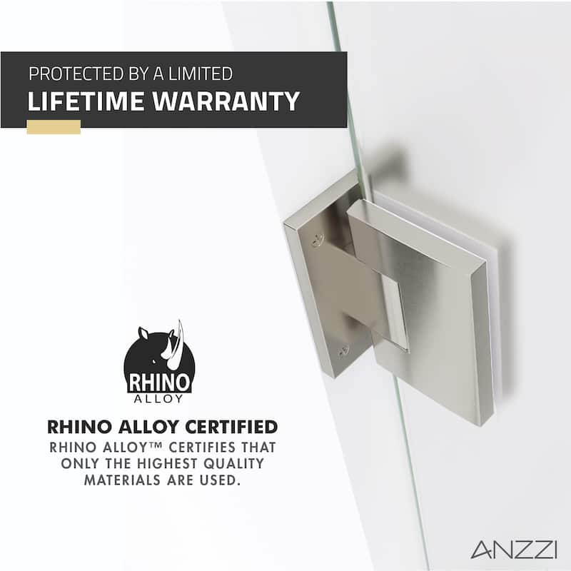 ANZZI Fellow 24" x 70" Frameless Hinged Shower Door in Brushed Nickel with Frosted Tempered Glass