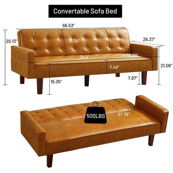 Sofa Bed Couch Faux Leather Loveseat Sofa Convertible Modern Futon