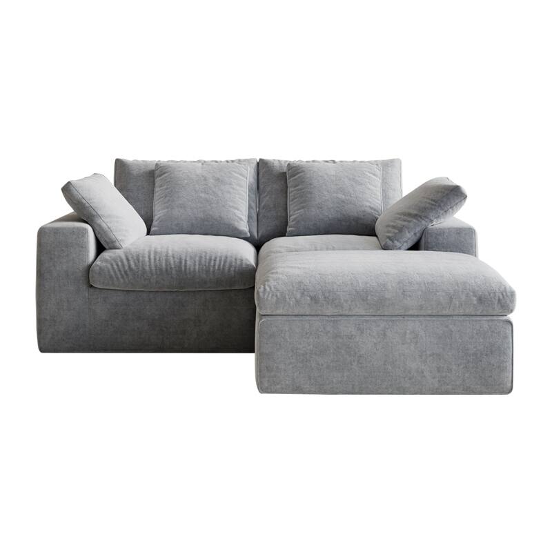 Deep Seat Loveseat Sofa & Ottoman Set, Modular L-shaped Sectional Sofa