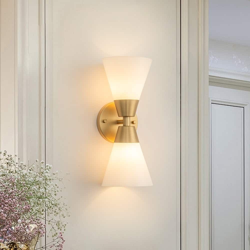 2-Light Hourglass Shaped Glass Wall Sconce