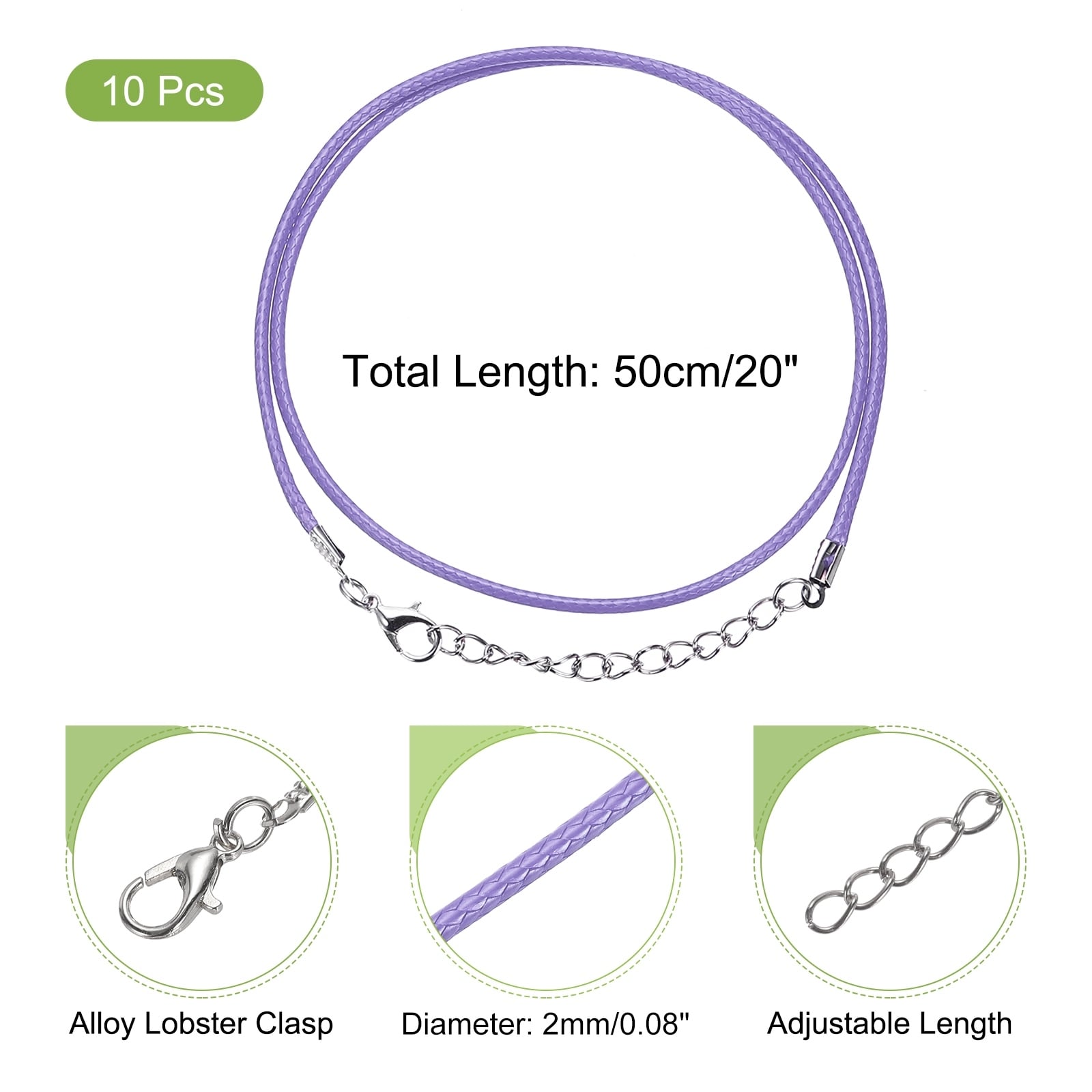 Waxed Necklace Cord, Bulk Necklace String with Clasp Waxed Leather Cord Rope for Jewelry Making DIY Bracelet Pendant