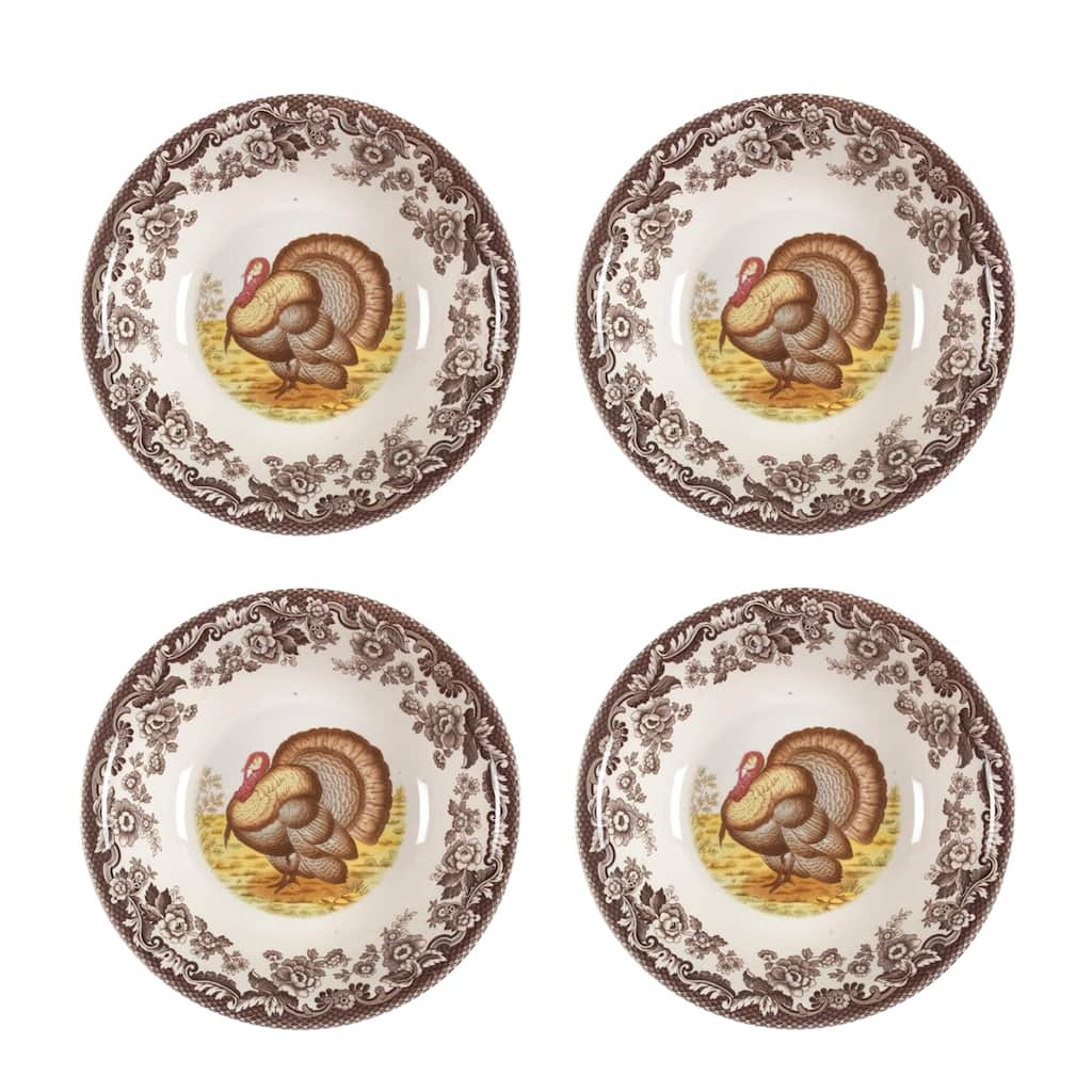 Spode Set of 4 Woodland Turkey Ascot Cereal Bowls - 8-Inch