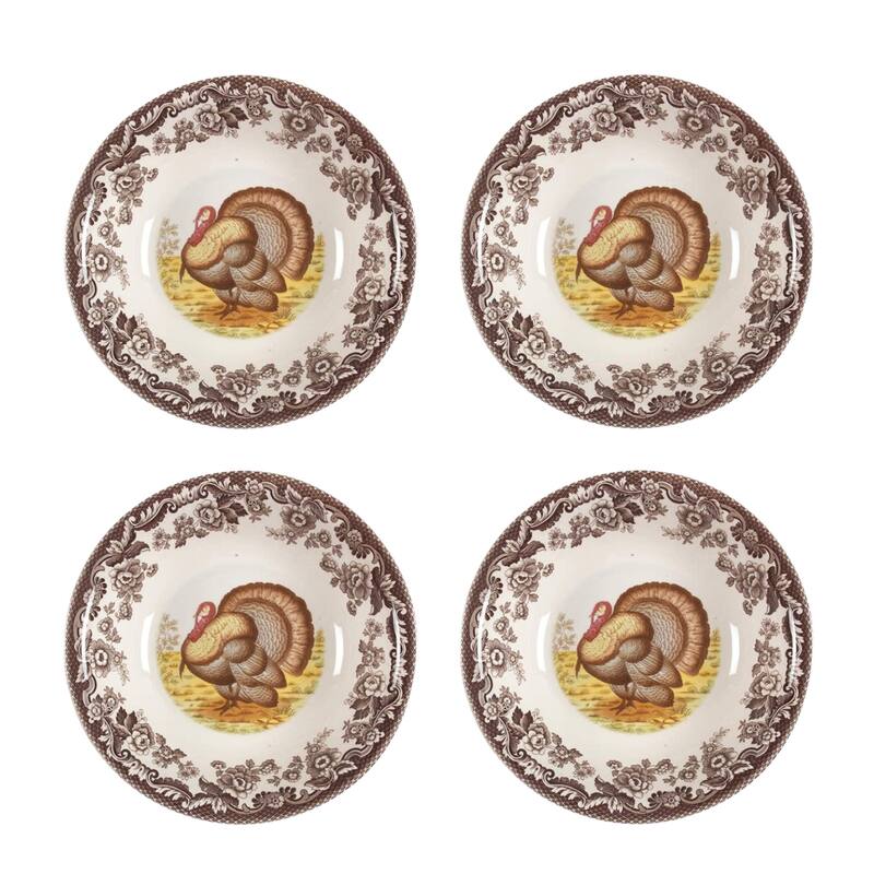 Spode Set of 4 Woodland Turkey Ascot Cereal Bowls - 8-Inch - 8-Inch