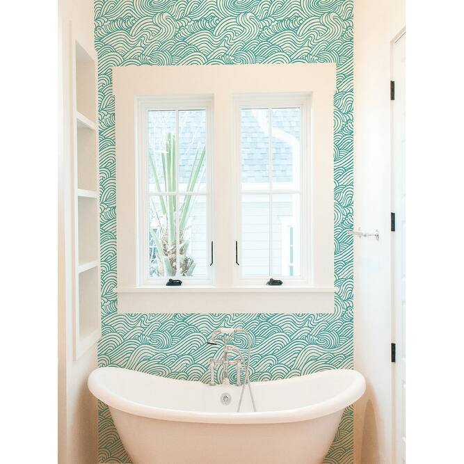 NuWallpaper Teal Saybrook Peel & Stick Wallpaper