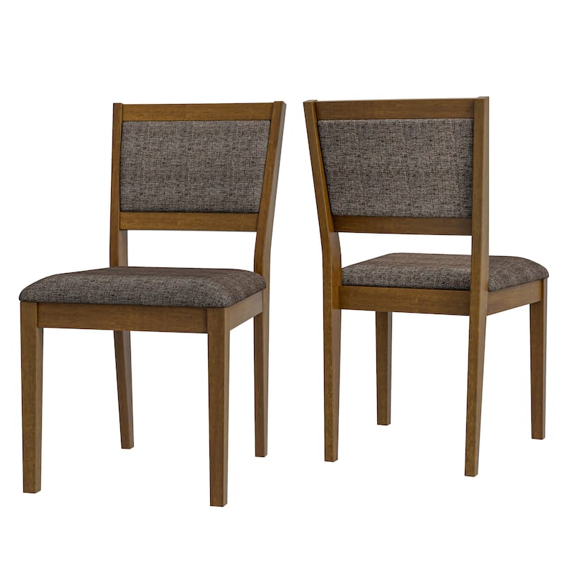 Dining Chair in Brown Gray with Walnut Color Solid Wood Legs (set of 2)