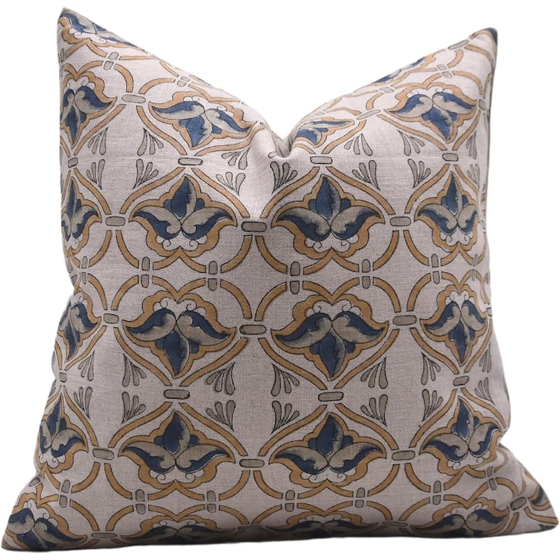 Fabdivine Linen Bohemian Block print pillow Cover - Pillow Covers - 20" x 20"