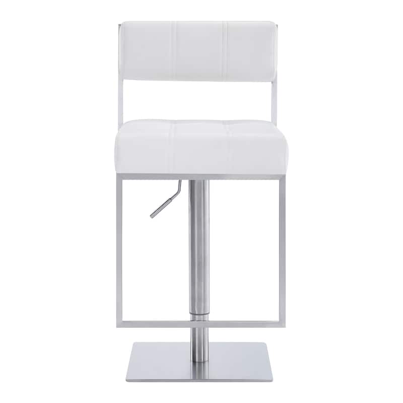Faux Leather Swivel Low Back Bar Stool with Silver Pedestal Base - 22” x 17” x 44” (D x W x H)