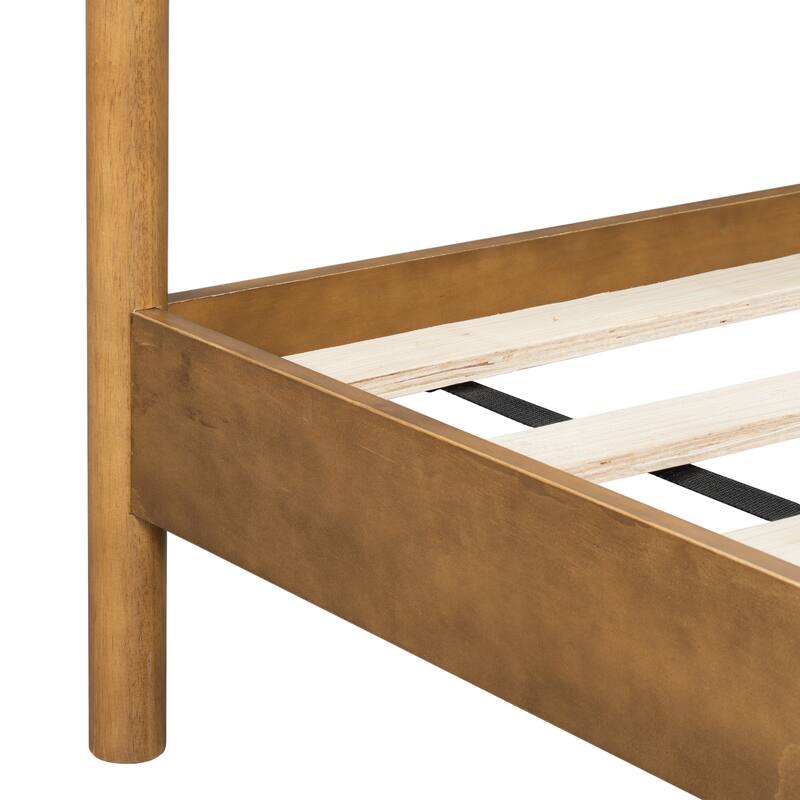 Christopher Knight Home - Modern Upholstered Boucle Bed Frame with Wooden Legs with Wavy Curved Headboard