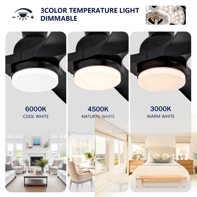 42" Flush Mount Ceiling Fan with Remote Control and Lights, Quiet DC Motor