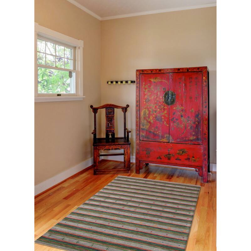 ECARPETGALLERY Hand Loomed Kashkuli Gabbeh Grey Wool Rug - 6'9 x 9'9