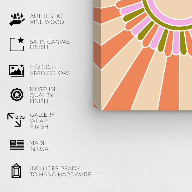 Wynwood Studio Canvas Abstract Hard Candy Rays Orange and Light Purple Modern & Contemporary Wall Art Canvas Print