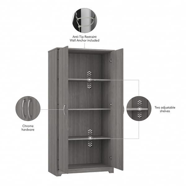 dimension image slide 3 of 7, Cabot Tall Storage Cabinet with Doors by Bush Furniture