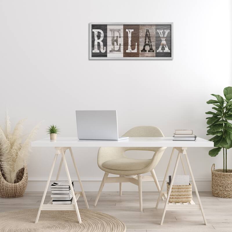 Stupell Rustic Bathroom Relax Letters Framed Giclee Art Design By Susan Arnot
