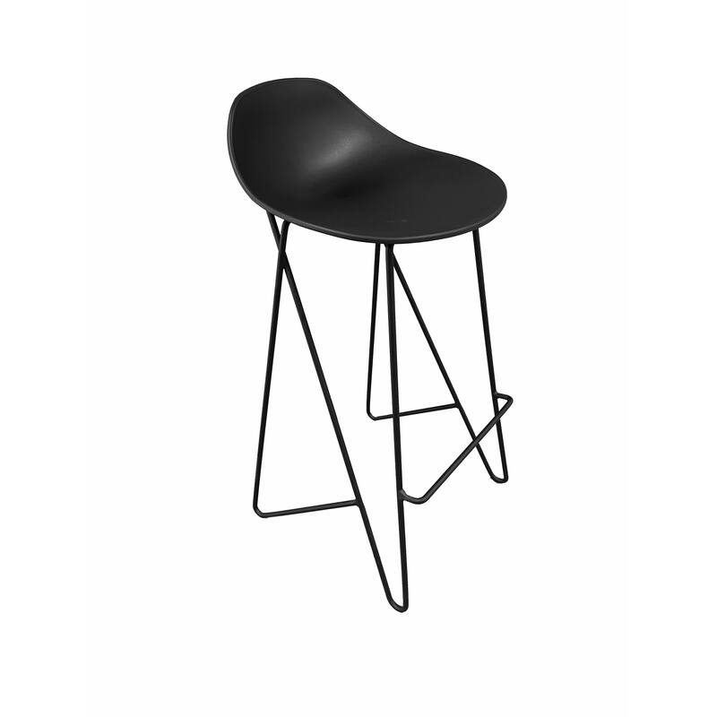Bert 30 Inch Barstool Chair Set of 2, Low Back, Geometric Black Metal