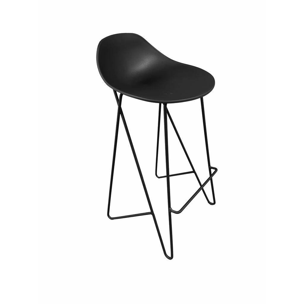 Bert 30 Inch Barstool Chair Set of 2, Low Back, Geometric Black Metal