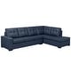 preview thumbnail 9 of 45, Liam Top Grain Leather Tufted Sectional Chaise Sofa Blue - Right Facing
