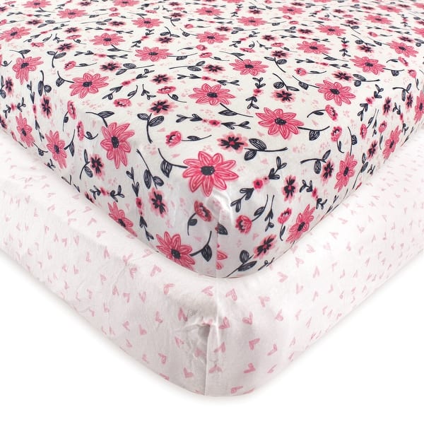 slide 1 of 1, Hudson Baby Infant Girl Cotton Fitted Crib Sheet, Botanical, One Size - Botanical - One Size One Size - Botanical