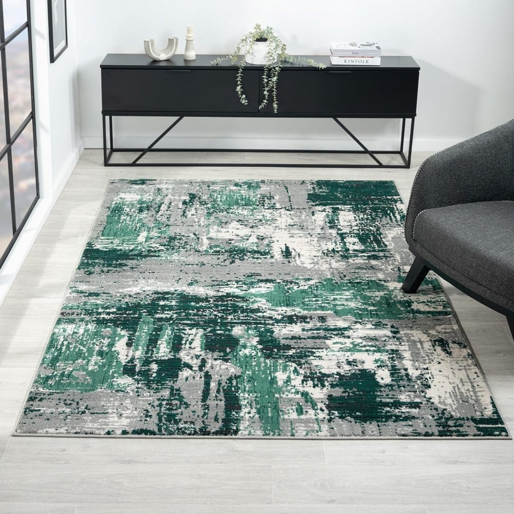 Luxe Weavers Modern Abstract Distressed Area Rug for Living Rooms and Bedrooms