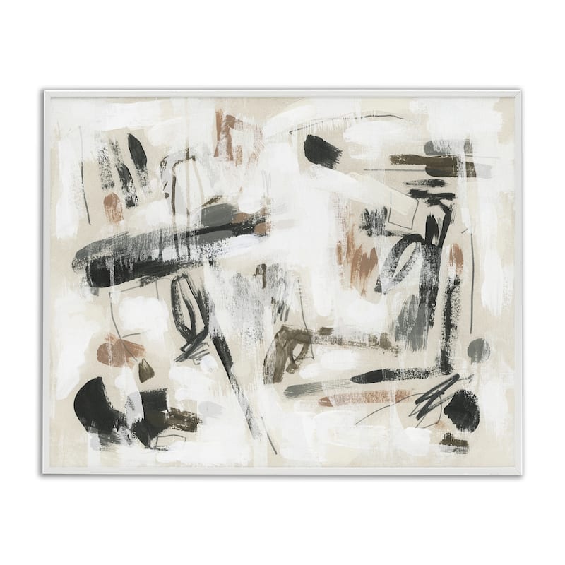 Stupell Subtle Abstract Brush Strokes Framed Giclee Art Design By June Erica Vess - 14 x 11 - White