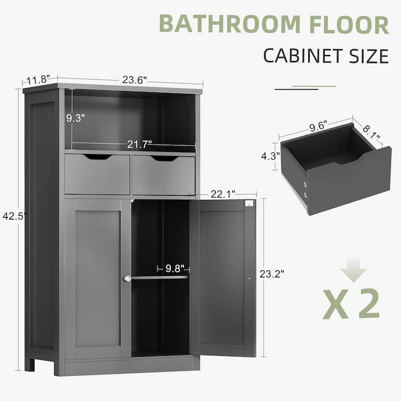 Bathroom Storage Cabinet – Waterproof Free Standing Storage Cabinet with Adjustable Shelf & Soft-Close Drawers