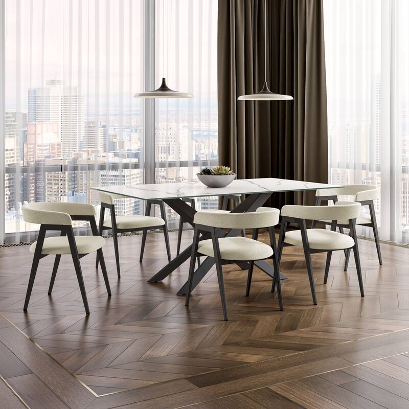 Amisco Caris Upholstered Dining Chair with Arms and Metal Legs