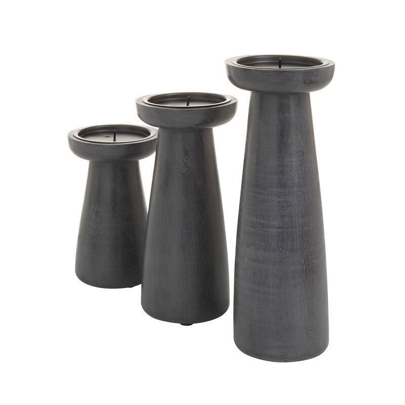 CosmoLiving by Cosmopolitan Wood Modern Candle Holder Set of 3 - S/3 10", 8", 6"H