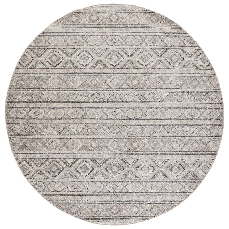 SAFAVIEH Grove Vibe Boho Tribal Rug - 6'7" Round - Ivory/Light Beige