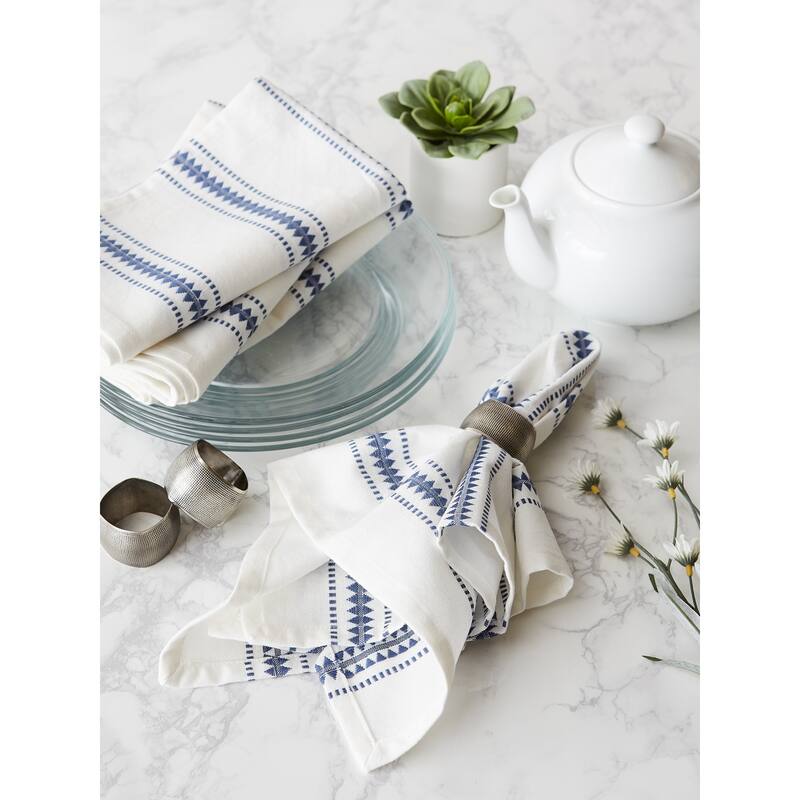 DII French Blue Zig Dobby Stripe Napkin (Set of 6)