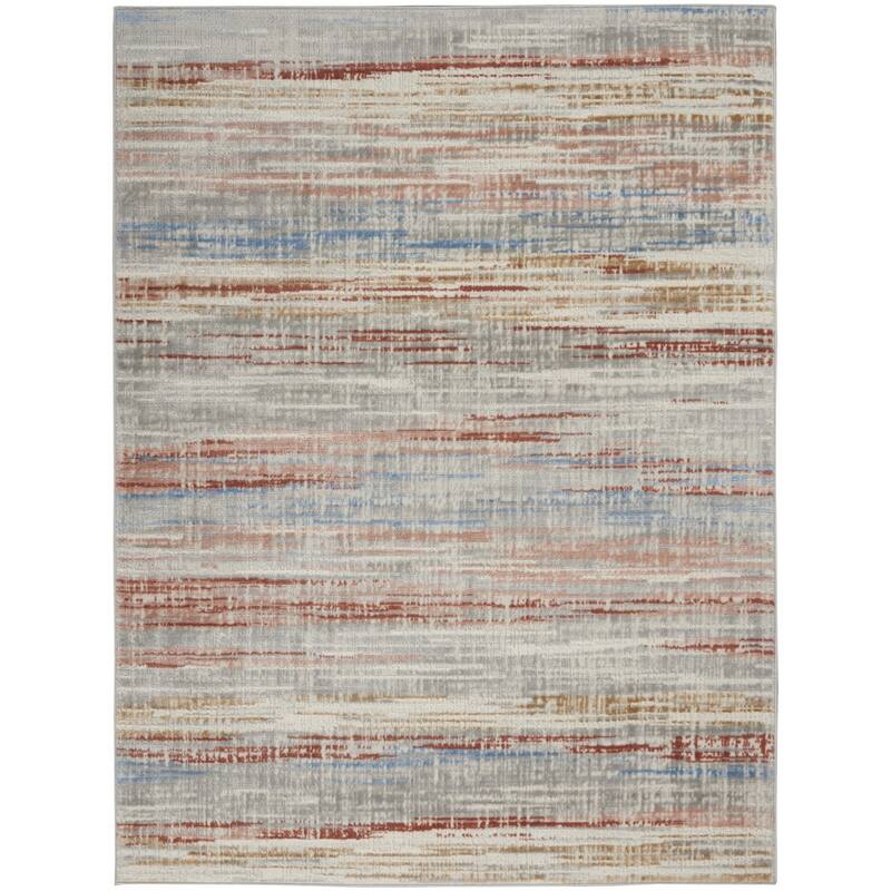 Power Loomed Abstract Modern Non Skid Low Pile Area Rug - 87' X '63' X '0.25