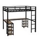preview thumbnail 4 of 10, Black Full Size Metal Loft Bed with Desk, Shelves, and Guardrails