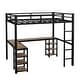 preview thumbnail 6 of 12, Space-Saving Design Loft Bed with Desk and Shelves, Black with Vintage Wood-colored Desk, Full, Black